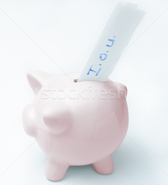 Empty Piggy Bank with IOU Stock photo © frannyanne