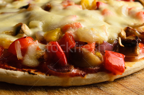 Close Up of  Cheese Topped Vegetarian Pizza Stock photo © frannyanne