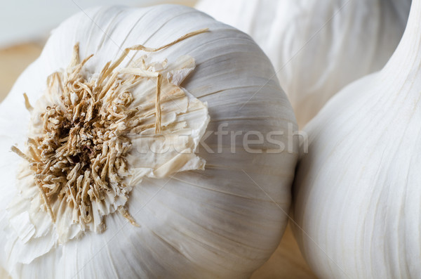 Knoflook lamp wortels macro shot drie Stockfoto © frannyanne