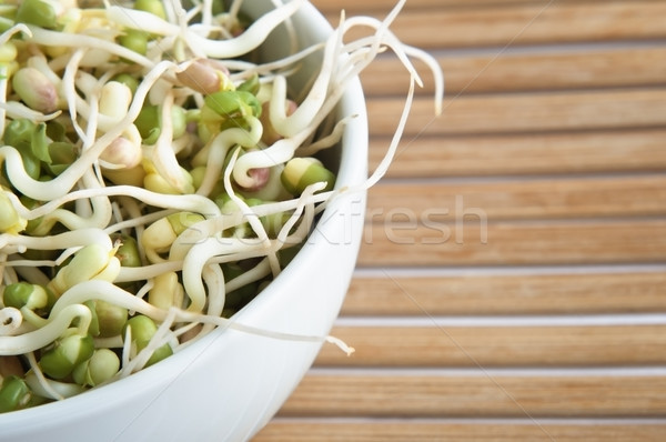 Beansprouts in Bowl on Bamboo Mat Stock photo © frannyanne