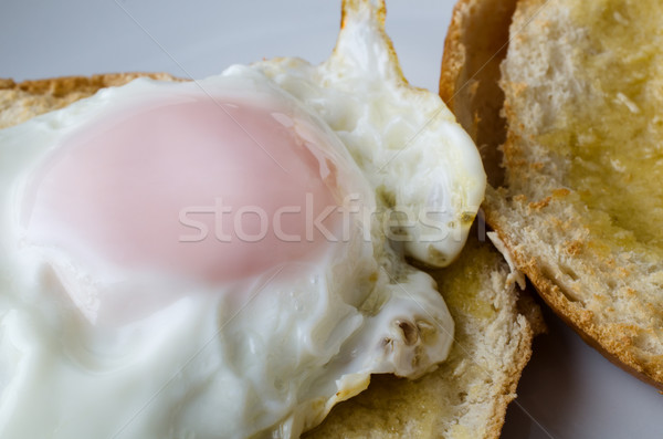 Fried Egg on Bagel Close Up Stock photo © frannyanne