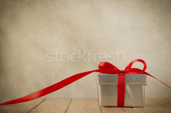 Stockfoto: Zilver · vak · vintage · geschenkdoos · hout