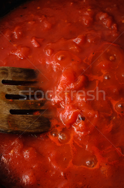 Bubbling Tomato Sauce from Above Stock photo © frannyanne