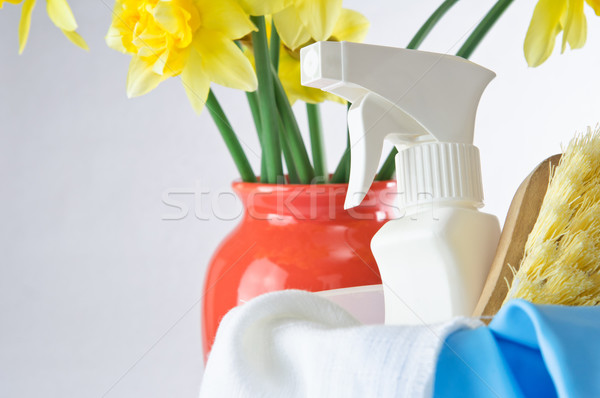 Reinigung horizontal erschossen Vordergrund Vase Narzissen Stock foto © frannyanne