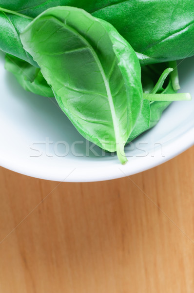 Basil Leaves in White Bowl Stock photo © frannyanne