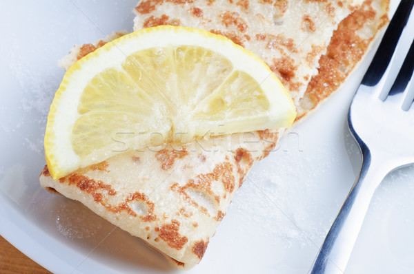 Pancake with Lemon Slice and Sugar Stock photo © frannyanne
