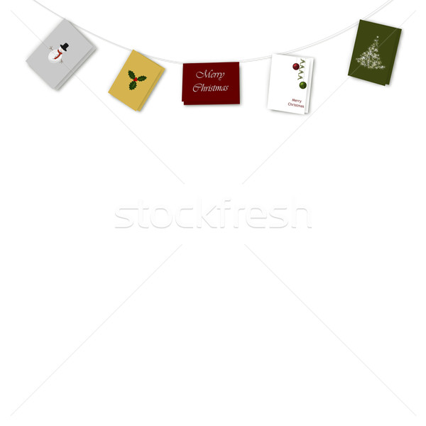 Corda natal cartões branco ilustração cinco Foto stock © frannyanne