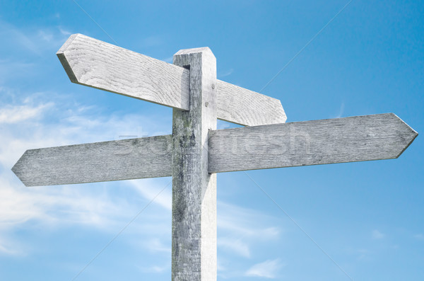 Old Wooden Signpost with Four Directions Stock photo © frannyanne