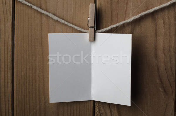 Blank White Opened Greetings Card Pegged to String Stock photo © frannyanne