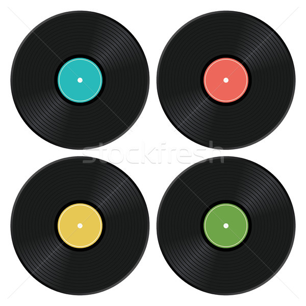 vector set of music retro vinyl record icons Stock photo © freesoulproduction