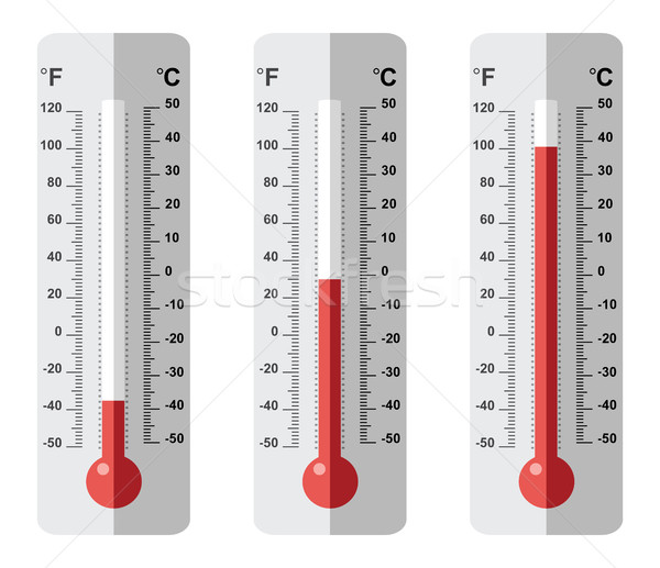 Foto stock: Vector · establecer · termómetro · iconos · diferente · celsius