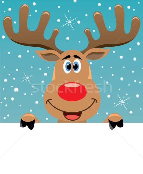 rudolph deer holding blank paper Stock photo © freesoulproduction