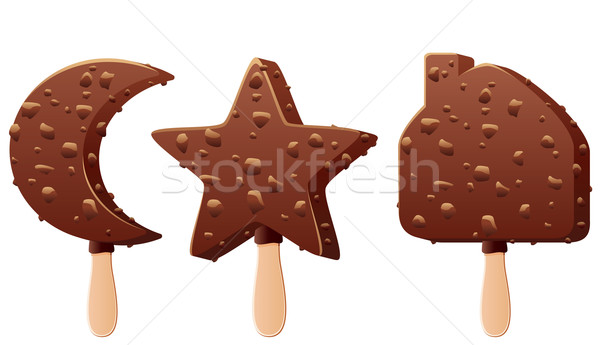 Foto stock: Vector · establecer · chocolate · formas · casa