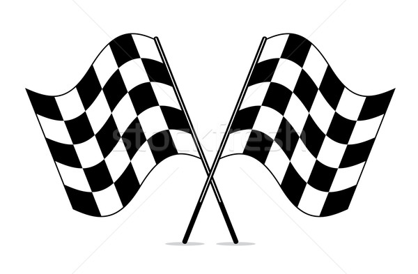 vector black and white crossed racing checkered flags clipart Stock photo © freesoulproduction