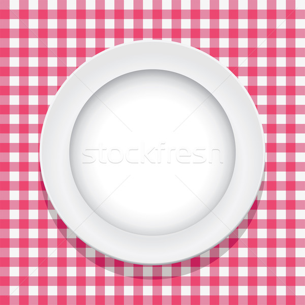 Vektor asztalterítő üres tányér rózsaszín piknik Stock fotó © freesoulproduction
