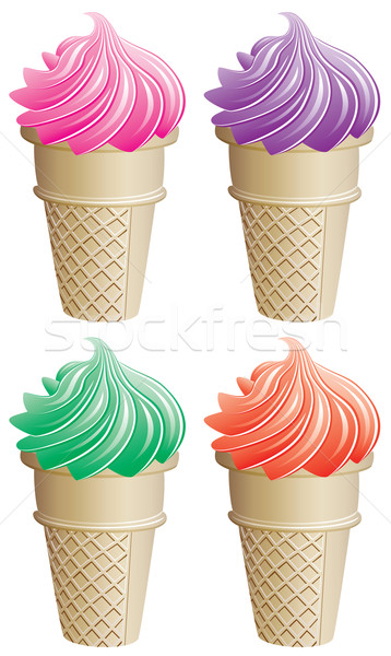 Foto stock: Vetor · sorvete · conjunto · colorido · comida · feliz
