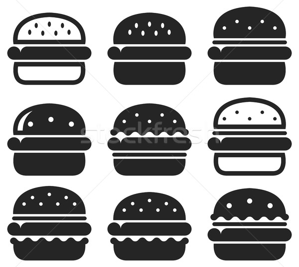 vector set of black and white hamburger icons Stock photo © freesoulproduction