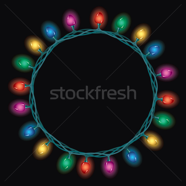 vector round border of christmas light lamps  Stock photo © freesoulproduction