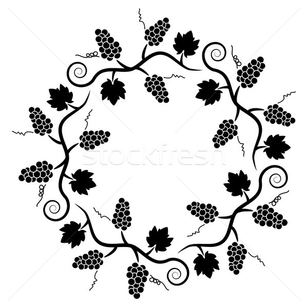 vector black and white decoration pattern of grape vine Stock photo © freesoulproduction