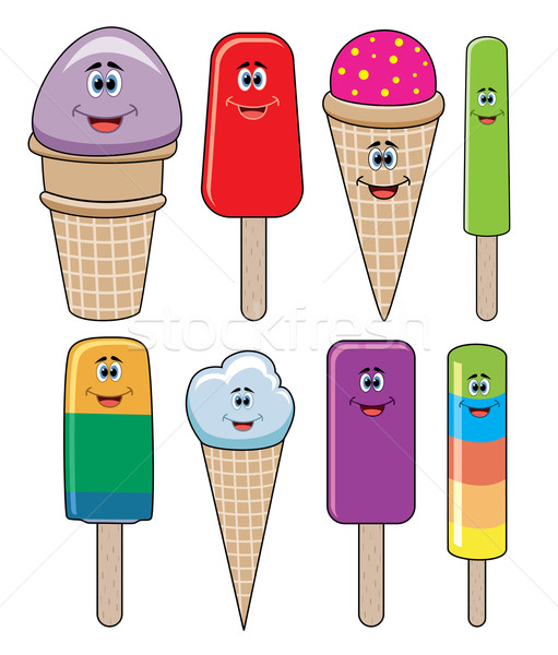 vector set of funny icecream and popsicles  Stock photo © freesoulproduction