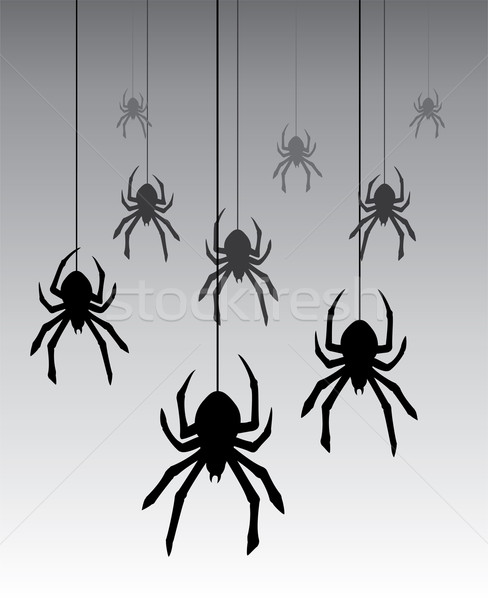 Stok fotoğraf: Vektör · asılı · örümcekler · soyut · arka · plan · gece