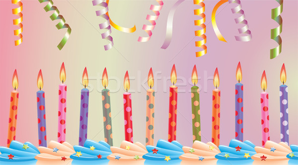 Vecteur bougies d'anniversaire gâteau rangée heureux vert [[stock_photo]] © freesoulproduction