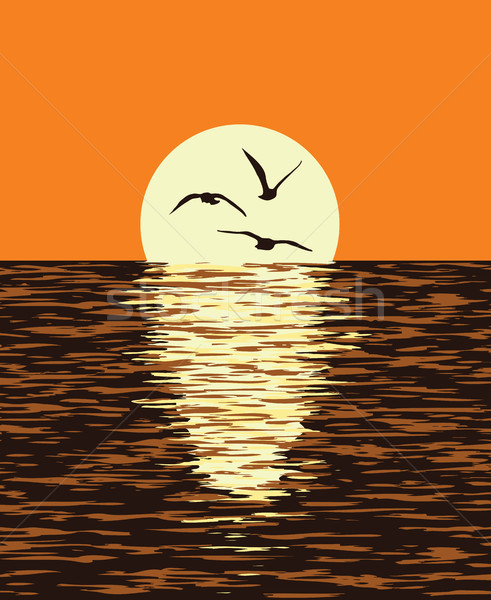 vector background of sea and evening sunset  Stock photo © freesoulproduction