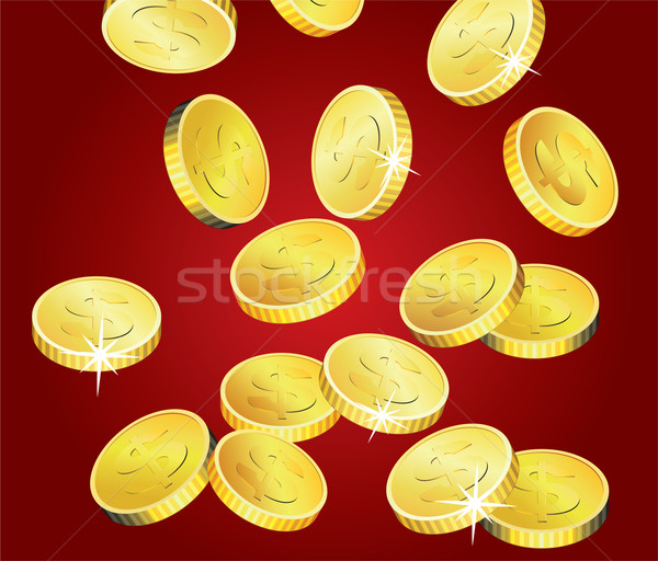 Dorado monedas vector rojo negocios fondo Foto stock © freesoulproduction