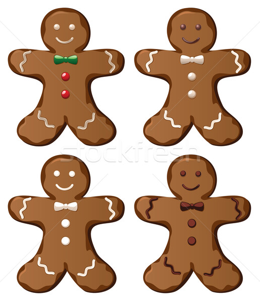 Stockfoto: Vier · vector · peperkoek · cookies · illustratie · glimlach