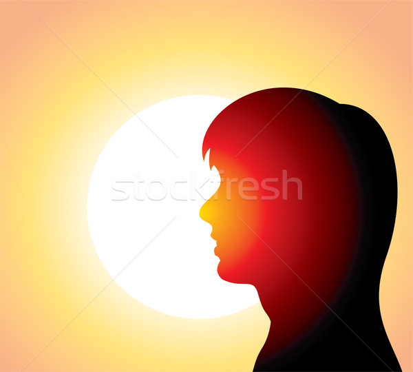 vector silhouette of girl's face Stock photo © freesoulproduction