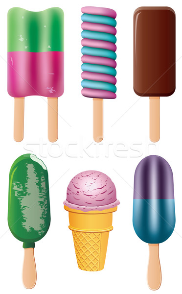 vector colorful fruit and chocolate popsicles  Stock photo © freesoulproduction