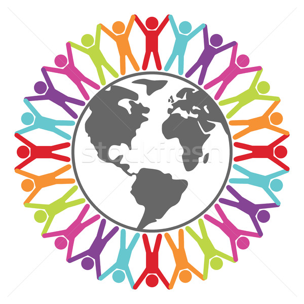 vector colorful illustration of people around the world, peace o Stock photo © freesoulproduction