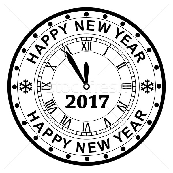 Vector año nuevo diseno reloj blanco negro Foto stock © freesoulproduction