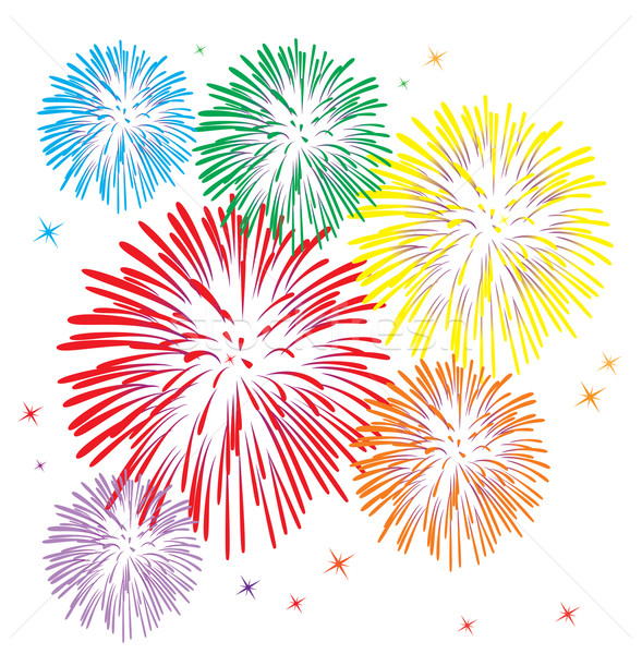 Vector colorat focuri de artificii alb fericit abstract Imagine de stoc © freesoulproduction