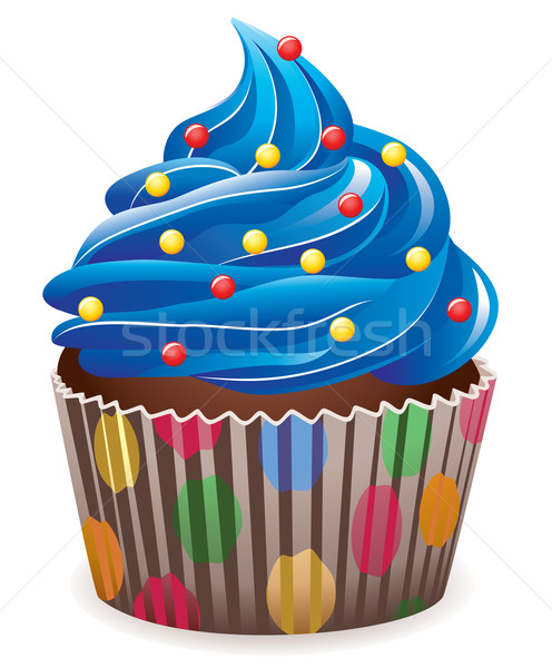 Vektor blau Cupcake home Kuchen rot Stock foto © freesoulproduction