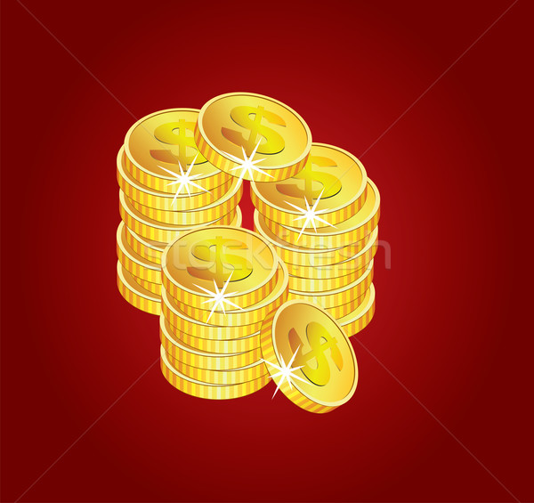 Foto stock: Vector · dorado · monedas · rojo · fondo · metal