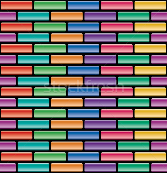 Foto stock: Vetor · colorido · parede · de · tijolos · parede · abstrato