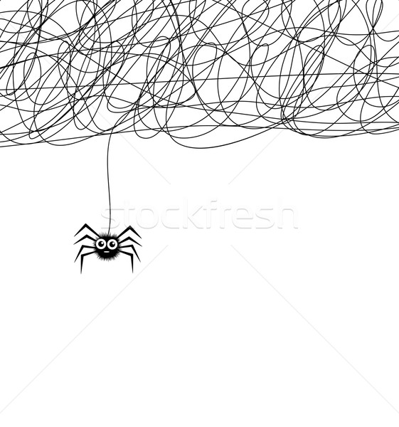 Foto stock: Vetor · desenho · animado · bonitinho · enforcamento · teia · da · aranha · rede