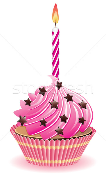Vektor rosa Cupcake Schokolade Brennen Kerze Stock foto © freesoulproduction