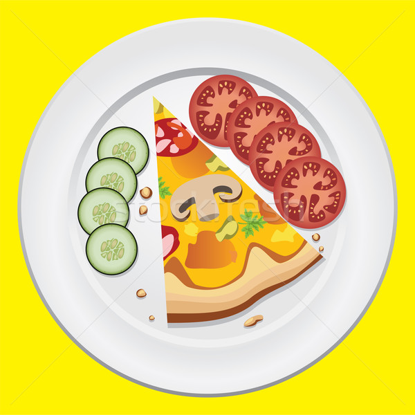 vector slice of italian pizza on a plate Stock photo © freesoulproduction