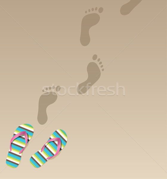 vector pair of flip flops and foot prints  Stock photo © freesoulproduction