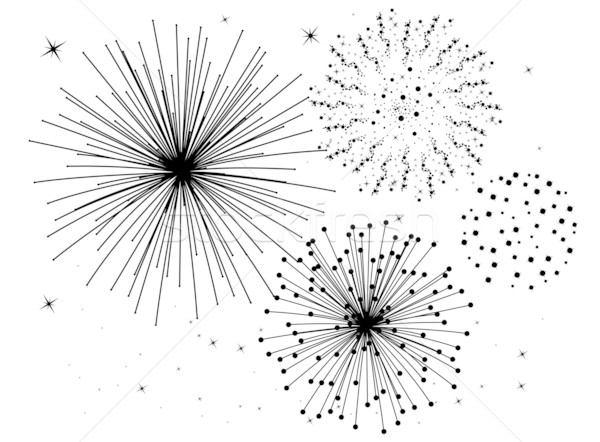 Vektor schwarz weiß Feuerwerk glücklich abstrakten Spaß Stock foto © freesoulproduction