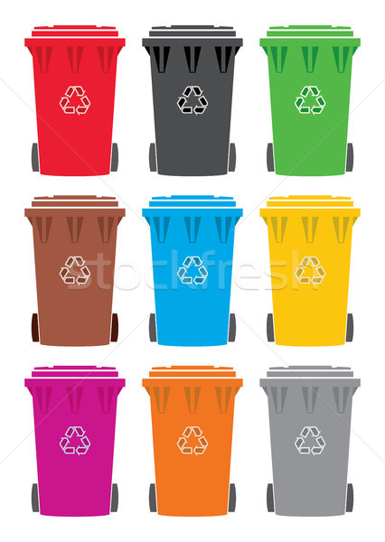 vector set of colorful recycling wheelie bin icons Stock photo © freesoulproduction