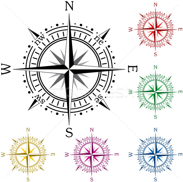 set of colorful compasses Stock photo © freesoulproduction