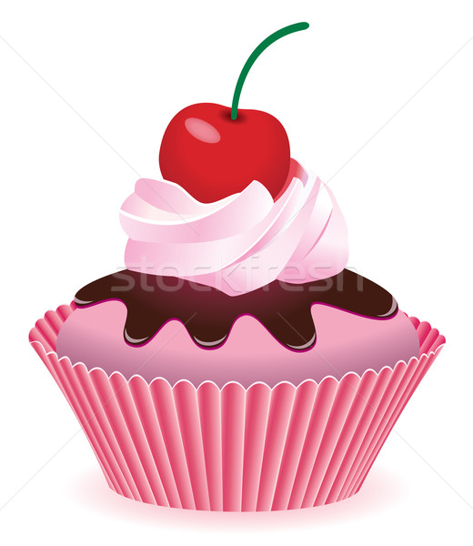 Vektor Cupcake Kirsche Essen home Kuchen Stock foto © freesoulproduction