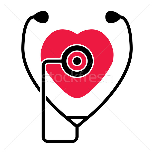 vector symbol of  heart and  stethoscope Stock photo © freesoulproduction