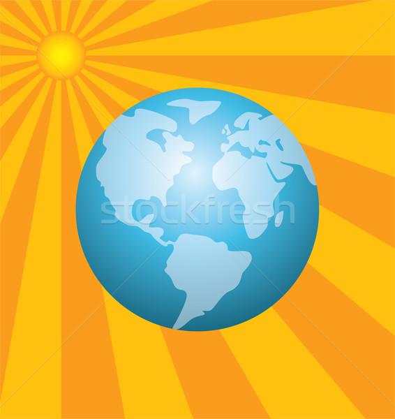 vector earth and the rising sun Stock photo © freesoulproduction