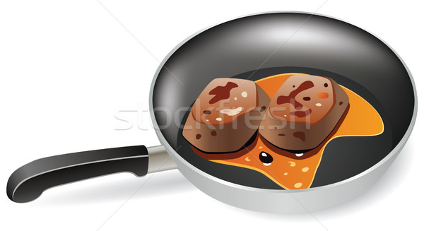 vector meat in a frying pan  Stock photo © freesoulproduction