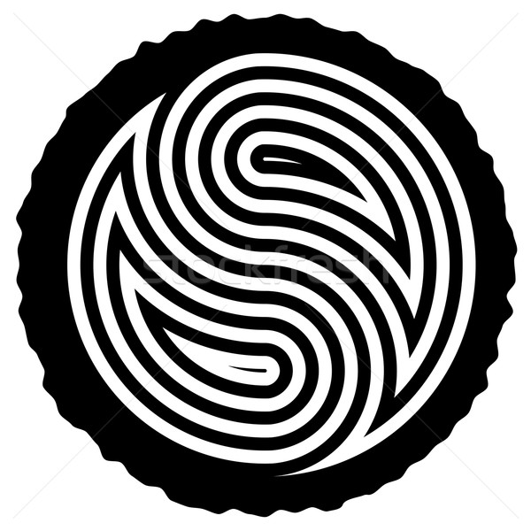 vector black and white wooden log cut with yin and yang symbol  Stock photo © freesoulproduction