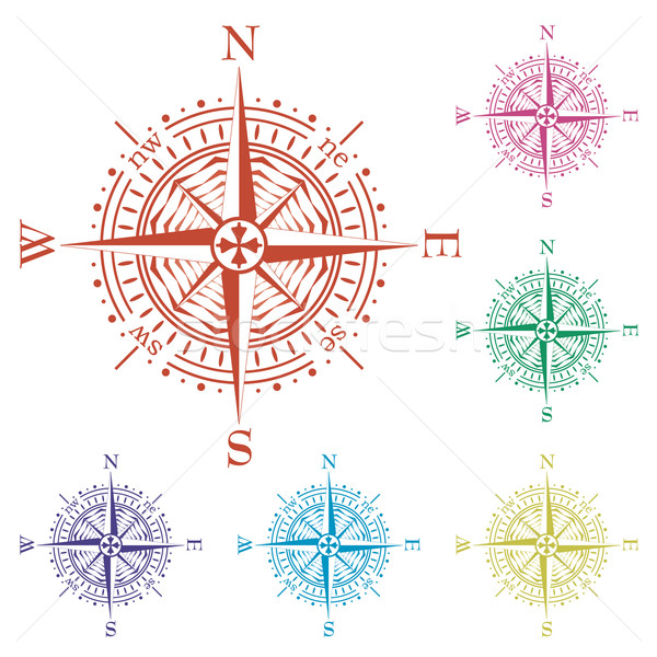 vector set of colorful compasses  Stock photo © freesoulproduction